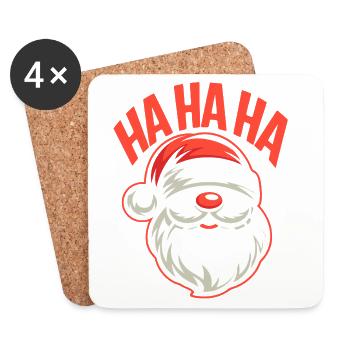 Motif de Noël HAHA du sourire du Père Noël - Dessous de verre (lot de 4) - blanc - Devant