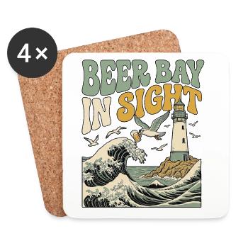 Beer Bay Kawaii - Dessous de verre (lot de 4) - blanc - Devant
