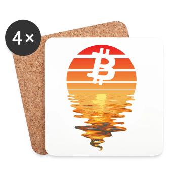 Bitcoin Retro Sunnenuntergang - Untersetzer (4er-Set) - Weiß - Vorne