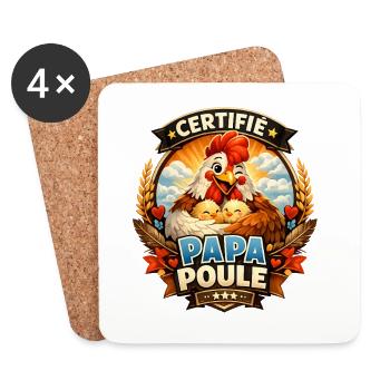 Certifié Papa Poule Câlin Familial - Dessous de verre (lot de 4) - blanc - Devant