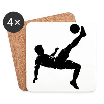 Fussballer Fallrückzieher - Untersetzer (4er-Set) - Weiß - Vorne