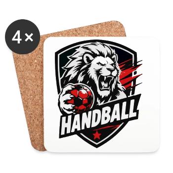 Le lion dans le Bouclier de handball - Dessous de verre (lot de 4) - blanc - Devant