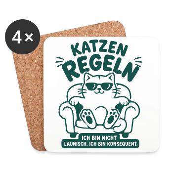 Katzen regeln konsequent Humor - Untersetzer (4er-Set) - Weiß - Vorne