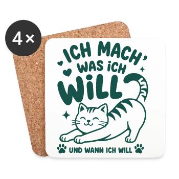 Ich mach was ich will Katze - Untersetzer (4er-Set) - Weiß - Vorne