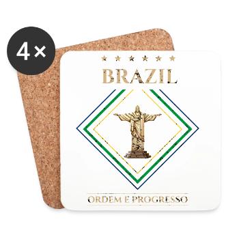 Brésil vintage-Ordre et Progrès - Dessous de verre (lot de 4) - blanc - Devant