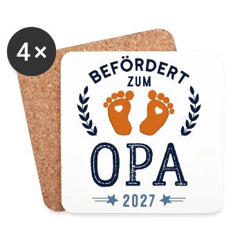Befördert zum Opa 2027 Neuer Großvater - Untersetzer (4er-Set) - Weiß - Vorne