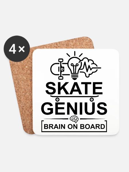 Genius Skate Brain On Board - Coasters (set of 4) - white