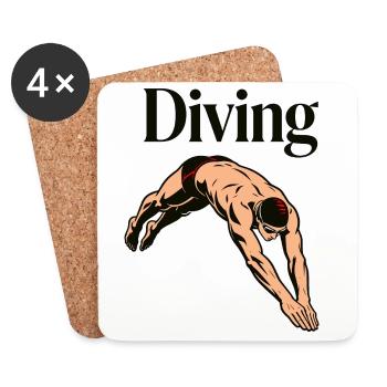 Plongeon, plongeon, natation - Dessous de verre (lot de 4) - blanc - Devant