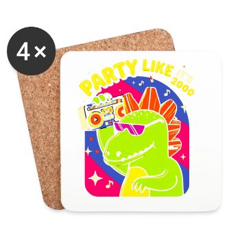 Dino Party Boombox Neon - Coasters (set of 4) - white - Front