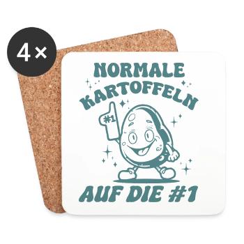 Normale Kartoffeln auf die 1 Deutschland - Untersetzer (4er-Set) - Weiß - Vorne