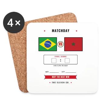 Brazil vs Morocco Football Score Card - Dessous de verre (lot de 4) - blanc - Devant