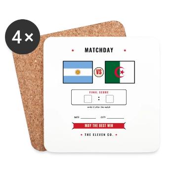 Argentina vs Algeria Football Score Card - Dessous de verre (lot de 4) - blanc - Devant