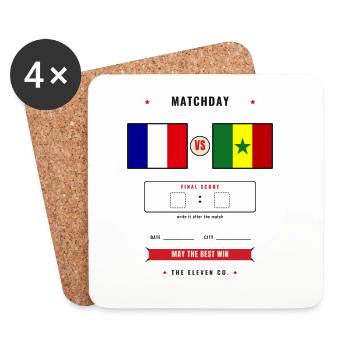 France vs Senegal Football Score Card - Dessous de verre (lot de 4) - blanc - Devant
