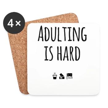 Être adulte, c’est difficile, faute de frappe - Dessous de verre (lot de 4) - blanc - Devant