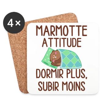 Marmotte Attitude Dormir Plus - Dessous de verre (lot de 4) - blanc - Devant