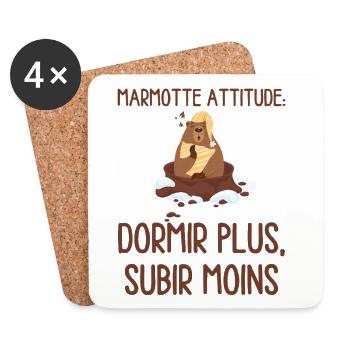 Marmotte Attitude Dormir Plus - Dessous de verre (lot de 4) - blanc - Devant