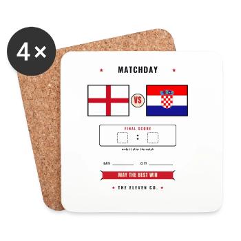 England vs Croatia Football Score Card - Dessous de verre (lot de 4) - blanc - Devant