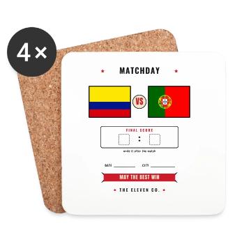 Colombia vs Portugal Football Score Card - Dessous de verre (lot de 4) - blanc - Devant