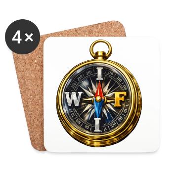 Compass mit WLAN - Untersetzer (4er-Set) - Weiß - Vorne