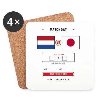 Netherlands vs Japan Football Score Card - Dessous de verre (lot de 4) - blanc - Devant