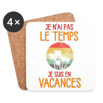 Vacances: Pas le temps, palmiers rétro - Dessous de verre (lot de 4) - blanc - Devant