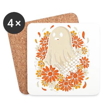 Ghost Ghost Botany Flowers Blossoms Mystical - Coasters (set of 4) - white - Front