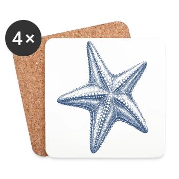 Starfish Ocean Sea Vintage Nautical Decoration - Coasters (set of 4) - white - Front