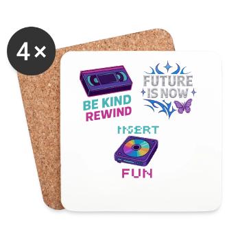 Future Now Retro Tape Design - Dessous de verre (lot de 4) - blanc - Devant