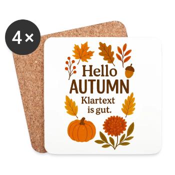 Hello Autumn Klartext Herbstdesign - Untersetzer (4er-Set) - Weiß - Vorne