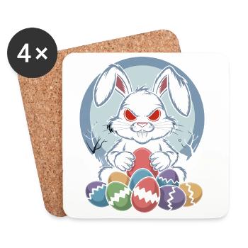 Frohe Ostern Süßer Osterhase Eiersuche Ostereier - Untersetzer (4er-Set) - Weiß - Vorne