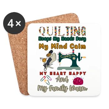 Quilting Keeps My Hands Busy - Coasters (set of 4) - white - Front