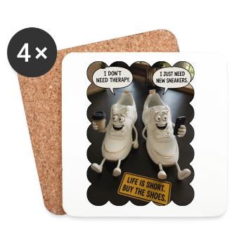 Blague sur les lacets : Deux amis baskets - Dessous de verre (lot de 4) - blanc - Devant