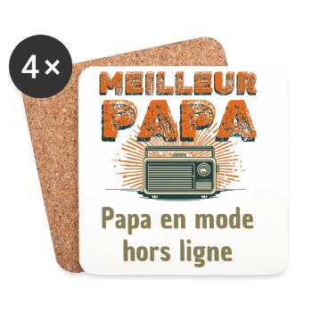 Cadeau Meilleur Papa en Mode Hors Ligne - Dessous de verre (lot de 4) - blanc - Devant
