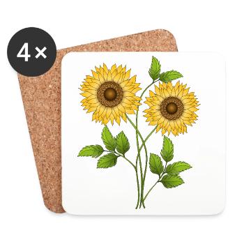 Blumen - Untersetzer (4er-Set) - Weiß - Vorne