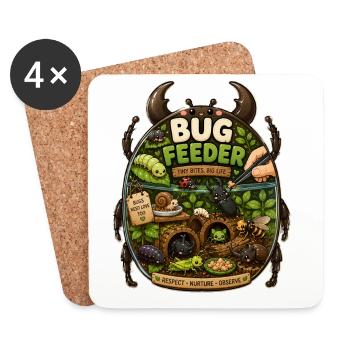 Bug Feeder Insect Friend Terrarium Bug Hunter - Coasters (set of 4) - white - Front