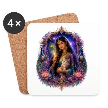Mystic Cat Keeper - Coasters (set of 4) - white - Front