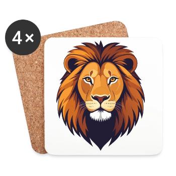 Lion Head Illustration - Coasters (set of 4) - white - Front