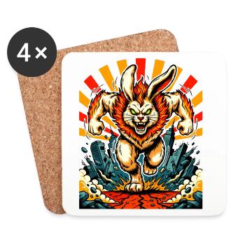La rage du lapin monstre - Dessous de verre (lot de 4) - blanc - Devant