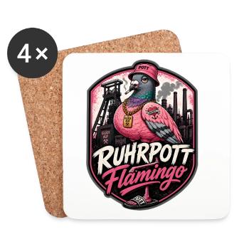 Ruhrpott Flamingo Stadttaube aus dem Revier - Untersetzer (4er-Set) - Weiß - Vorne