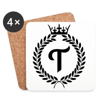 T_Lorbeer_wappen- - Dessous de verre (lot de 4) - blanc - Devant
