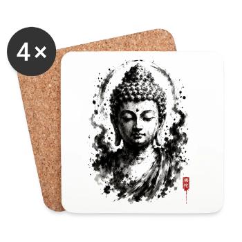 Buddha Ink Portrait Zen - Untersetzer (4er-Set) - Weiß - Vorne