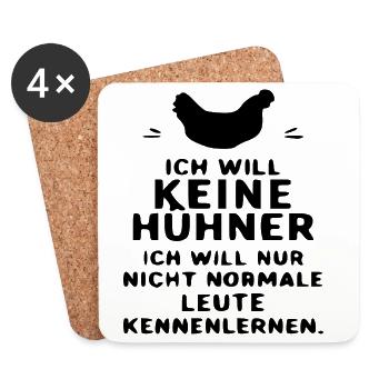 Ich will keine Hühner – Lustiges Introvertierten - Untersetzer (4er-Set) - Weiß - Vorne