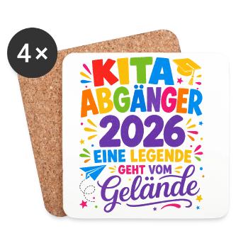 Kita Abgänger 2026 Legende Verlässt Gelände - Untersetzer (4er-Set) - Weiß - Vorne