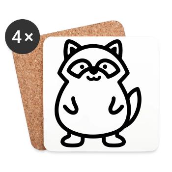 Waschbär - Untersetzer (4er-Set) - Weiß - Vorne