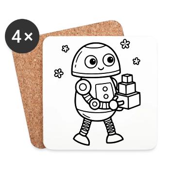 Bébé Nerd d’anniversaire des enfants Robot Jouet - Dessous de verre (lot de 4) - blanc - Devant