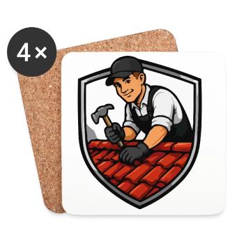 Dachdecker Shield Ziegelhandwerk - Untersetzer (4er-Set) - Weiß - Vorne