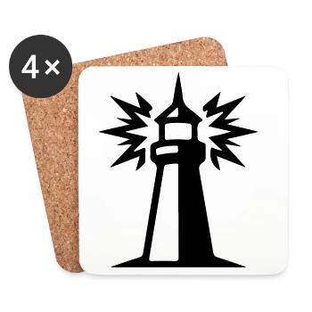 Icône du Phare - Dessous de verre (lot de 4) - blanc - Devant