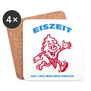Eiszzeit Cartoonfigur mit Grinsen - Untersetzer (4er-Set) - Weiß - Vorne