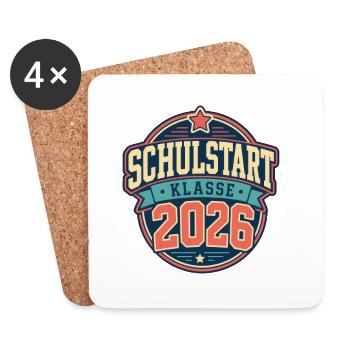 Schulstart 2026 Retro Abzeichen - Untersetzer (4er-Set) - Weiß - Vorne