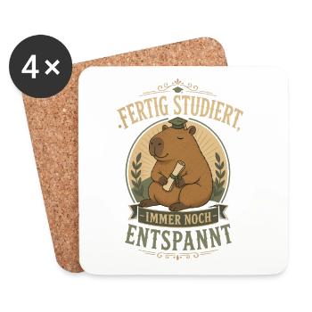 Absolviert und Entspannt Capybara - Untersetzer (4er-Set) - Weiß - Vorne